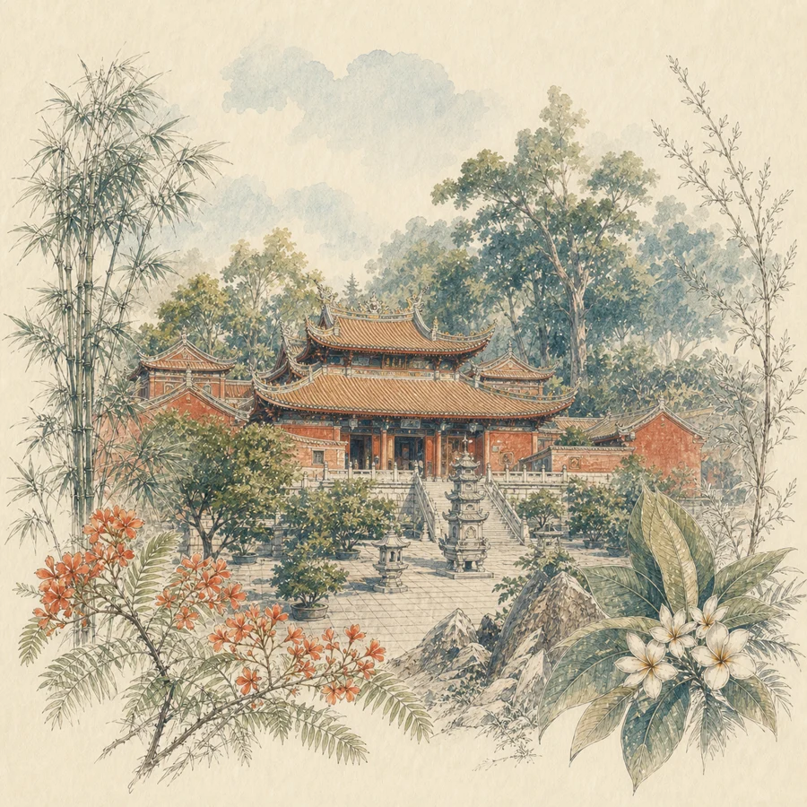 梵天寺手绘插画