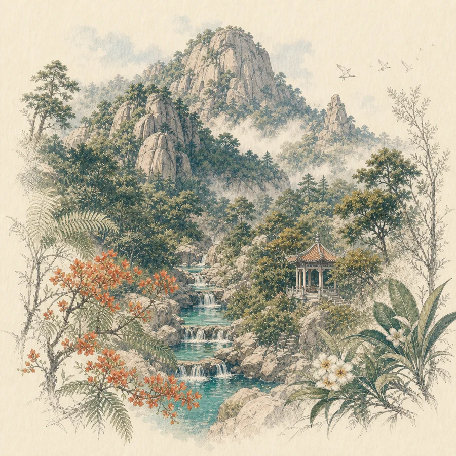 北辰山手绘插画