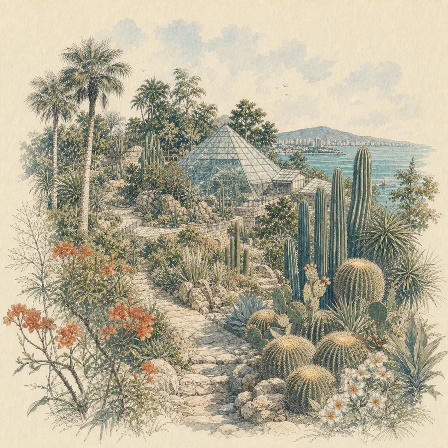 厦门园林植物园手绘插画