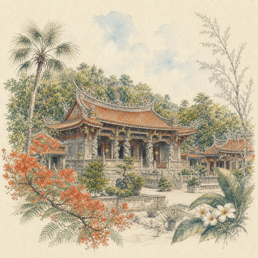 青礁慈济祖宫手绘插画