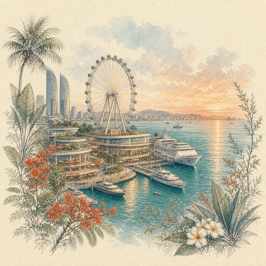 厦门海上世界手绘插画